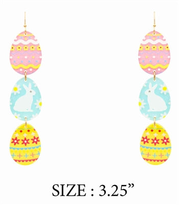 Easter Egg Acrylic Drop 3.25" Earring
