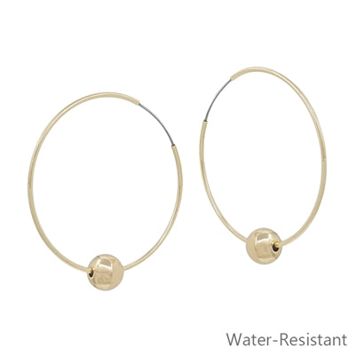 Water Resistant 2" Gold Hoop with Bead Accent