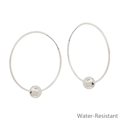 Water Resistant 2" Silver Hoop with Bead Accent