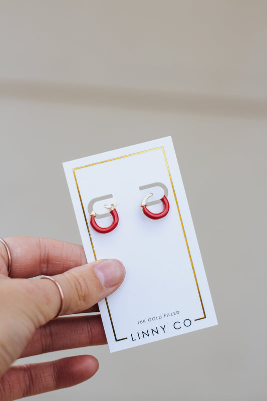 Mia Gold Filled Red Huggie Earring
