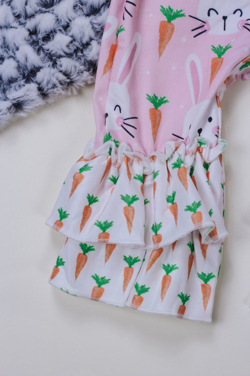 Pink Carrot Bunny Romper Girls