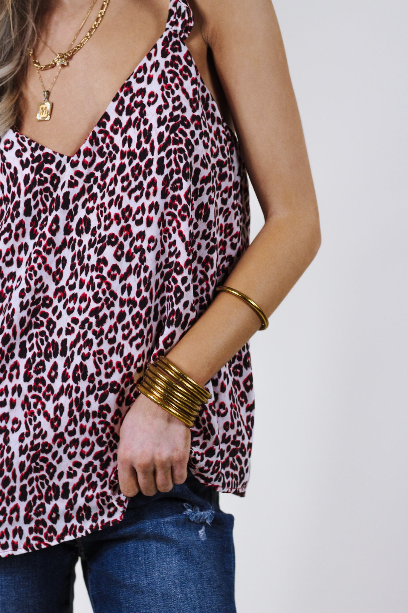 Share The Love Red Black Leopard Tank