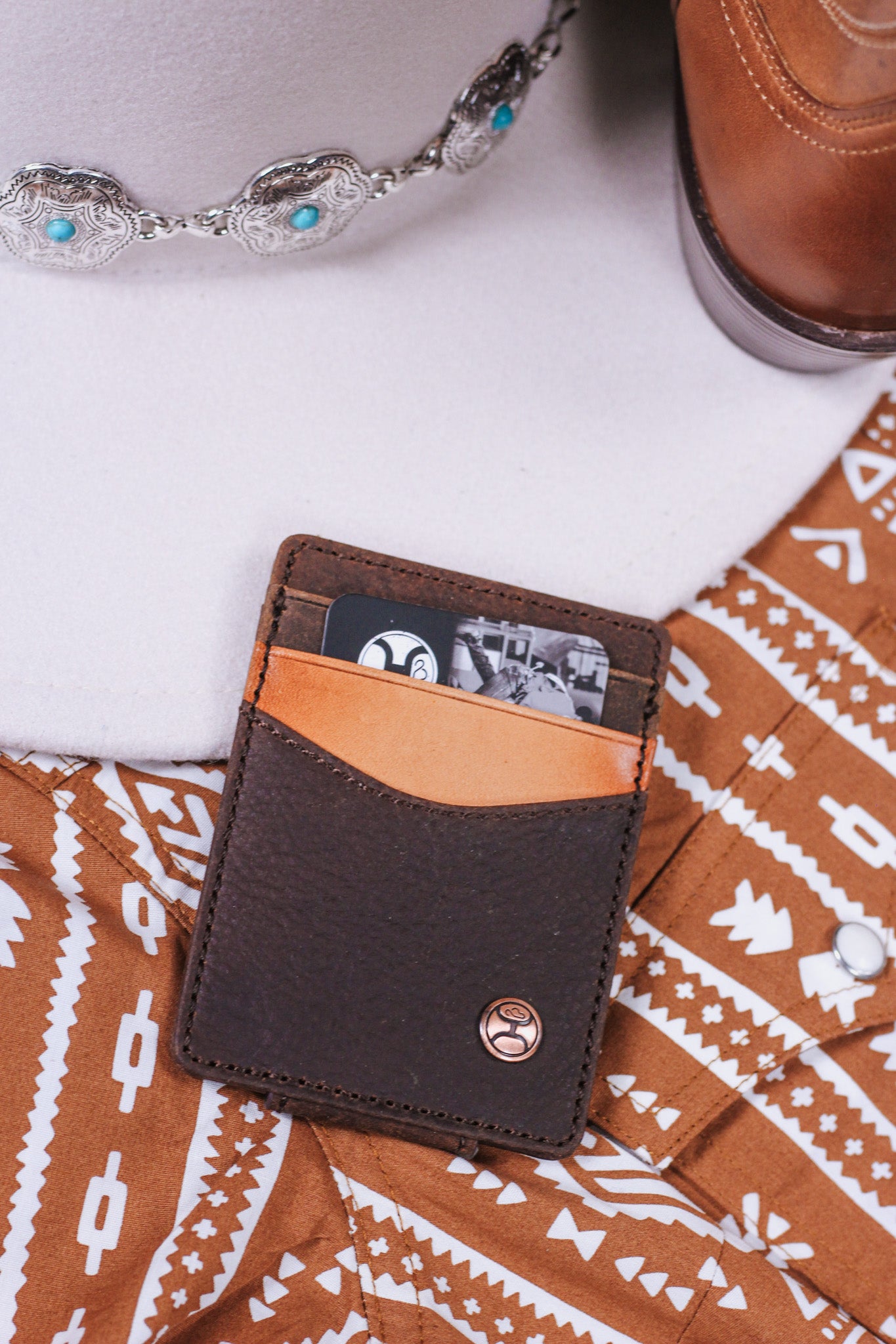 Grayson Hooey Money Clip Brown/Tan Leather