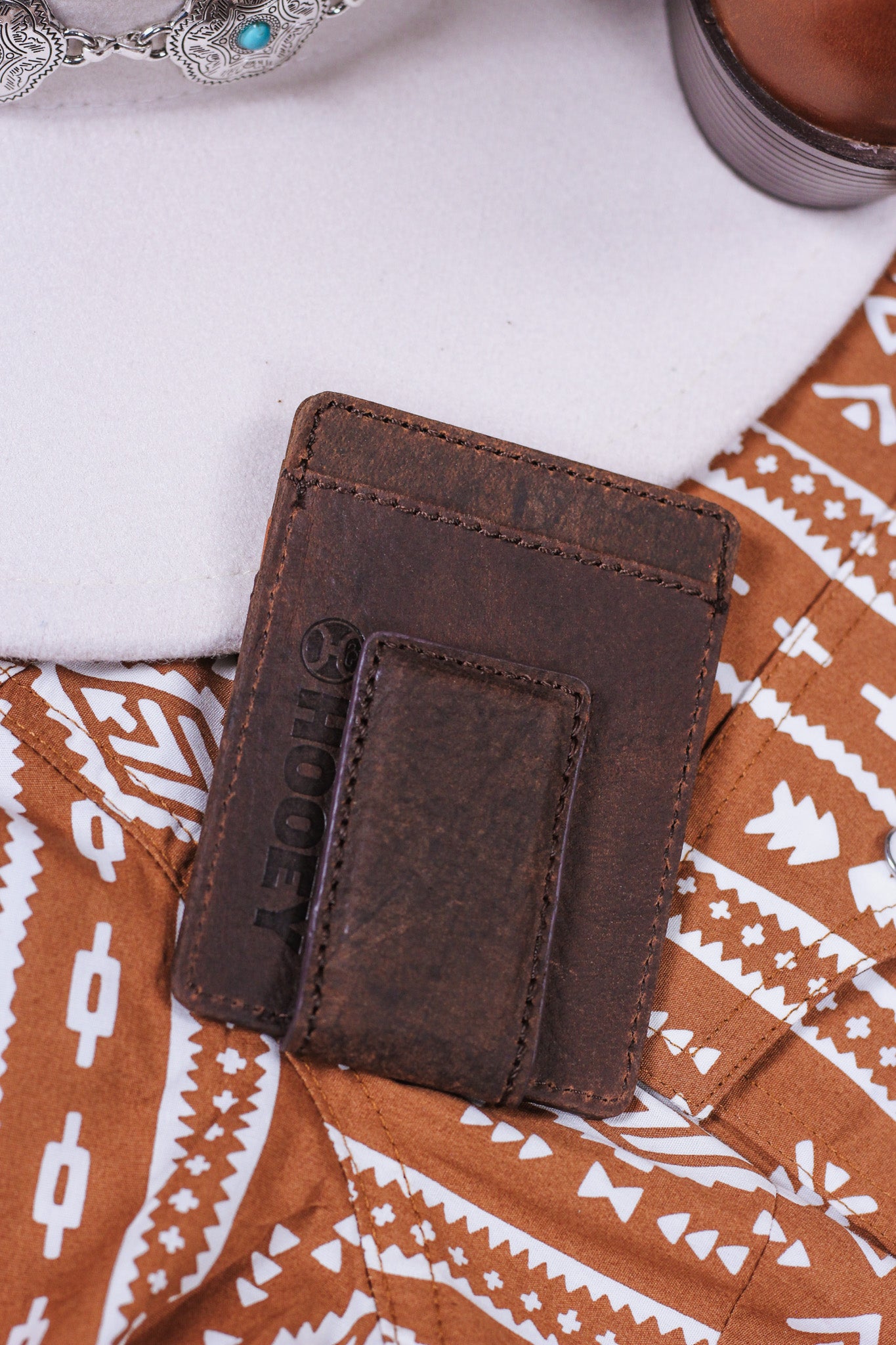 Grayson Hooey Money Clip Brown/Tan Leather