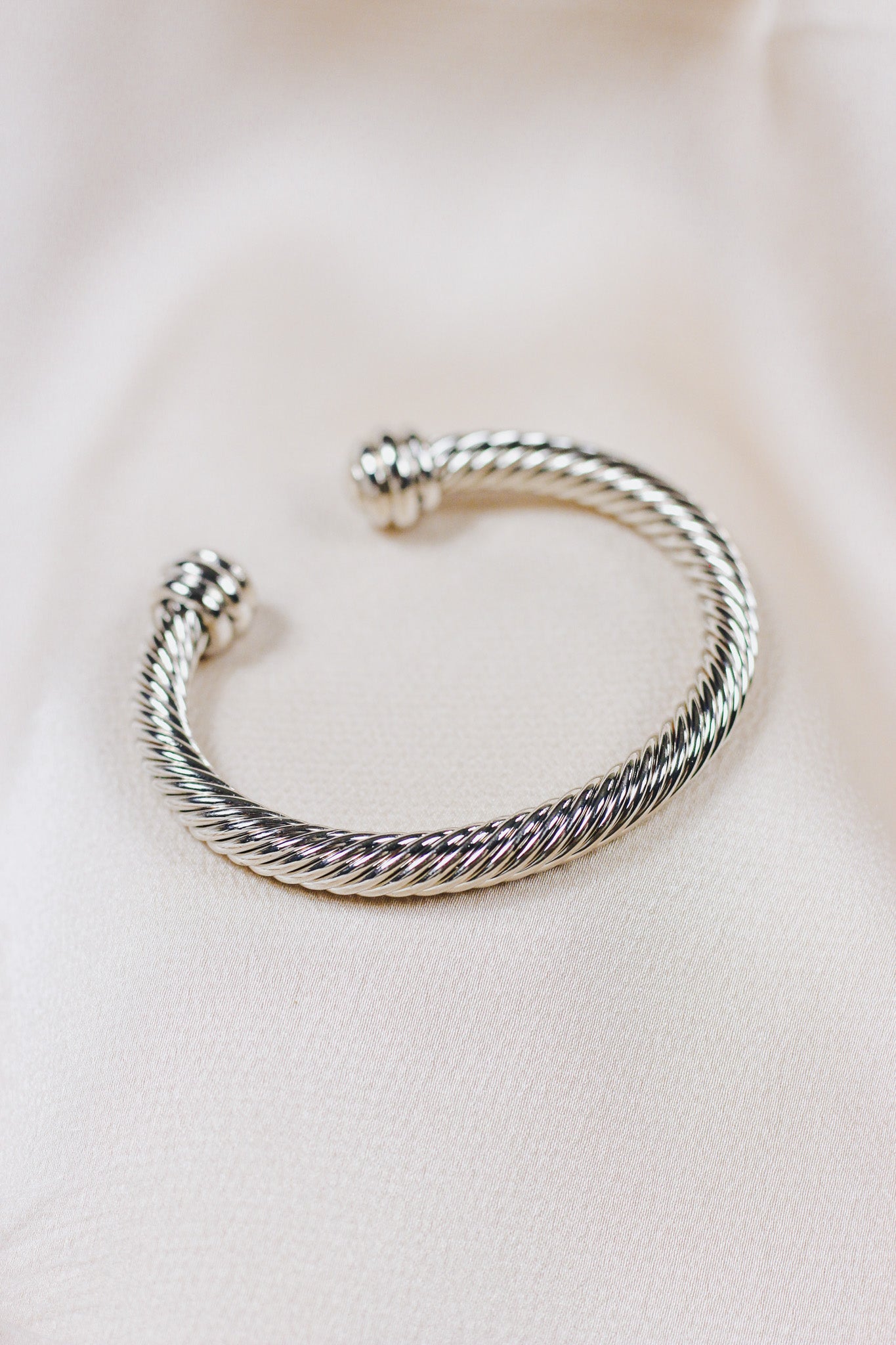 Silver Twisted Texture Cuff Bracelet