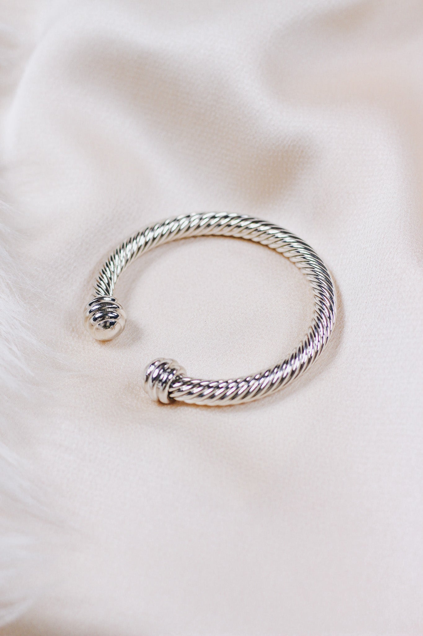 Silver Twisted Texture Cuff Bracelet