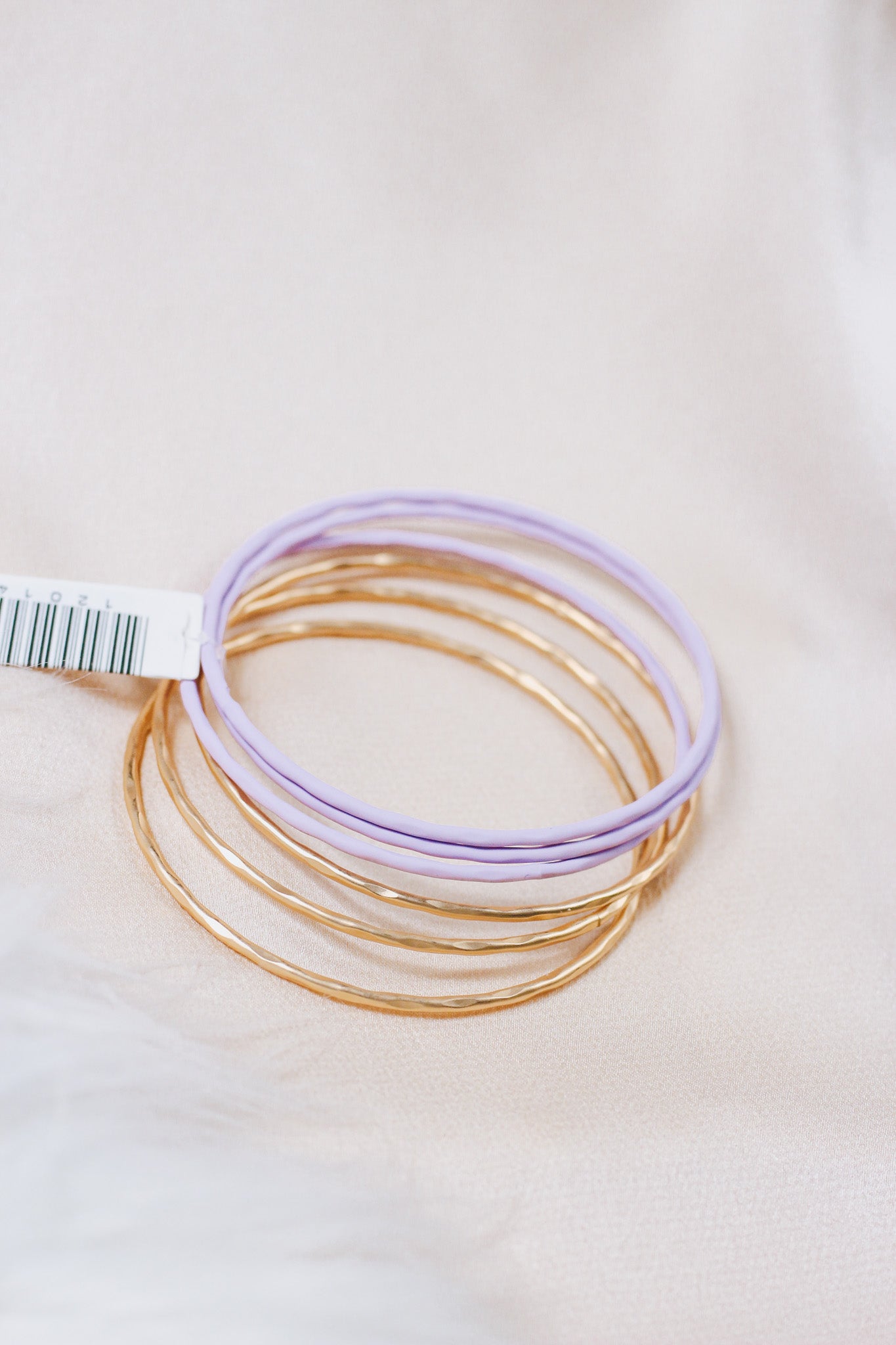 Lavender Color Coated and Metal Gold Bangles Set of 6