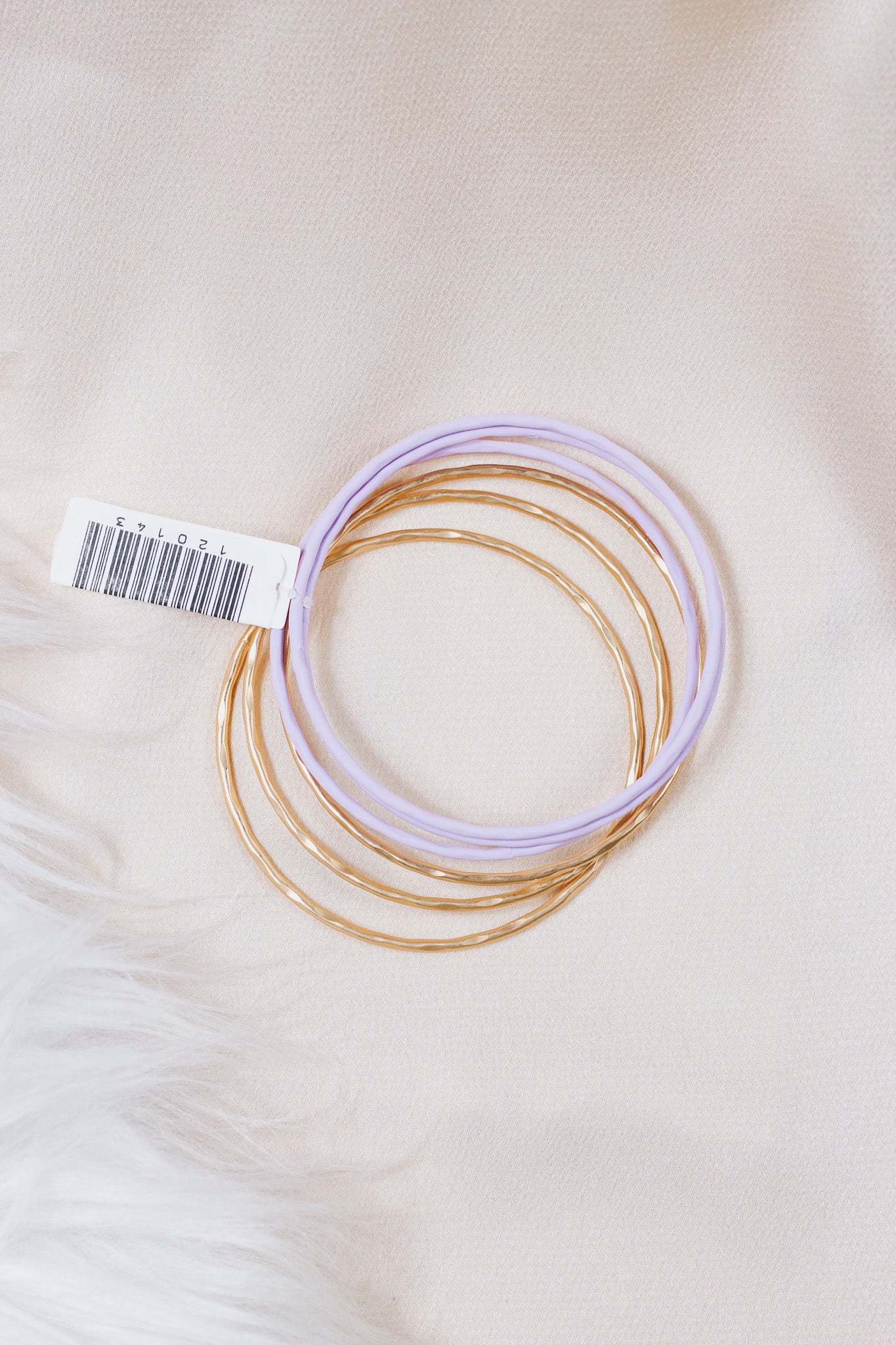 Lavender Color Coated and Metal Gold Bangles Set of 6