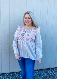 Flirty In Florals Natural Floral Top