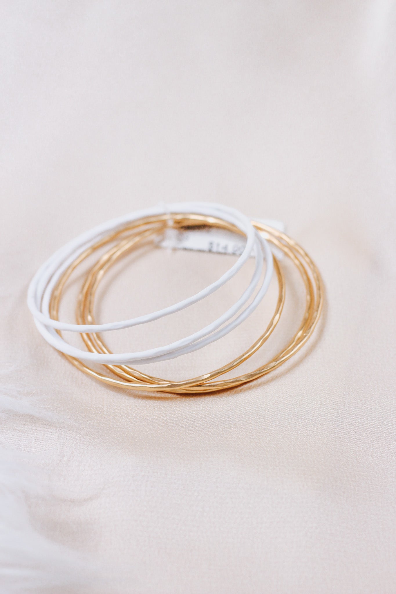 White Color Coated and Metal Gold Bangles Set of 6