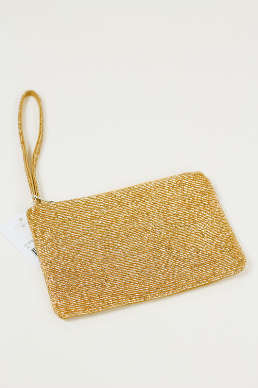 Gold Beaded Wristlet