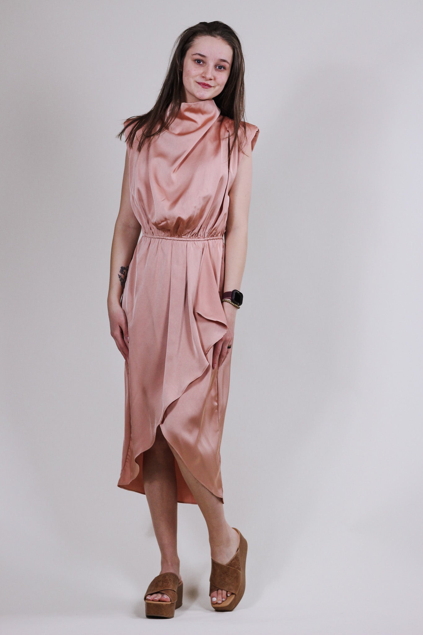 Committed For Life Dusty Pink Satin Dress