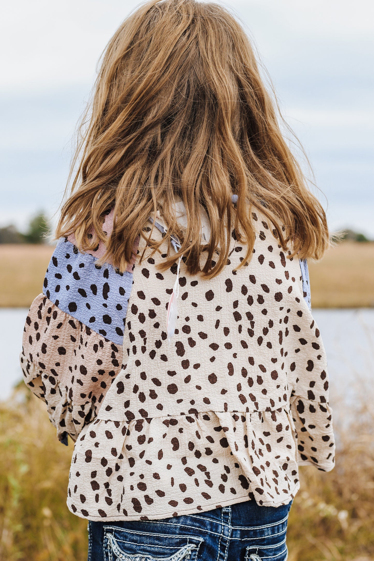 Oatmeal Animal Spotted Youth Blouse