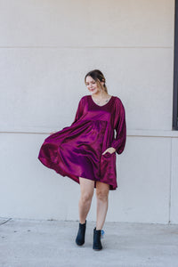Round Of Applause Wine Spotted Dress