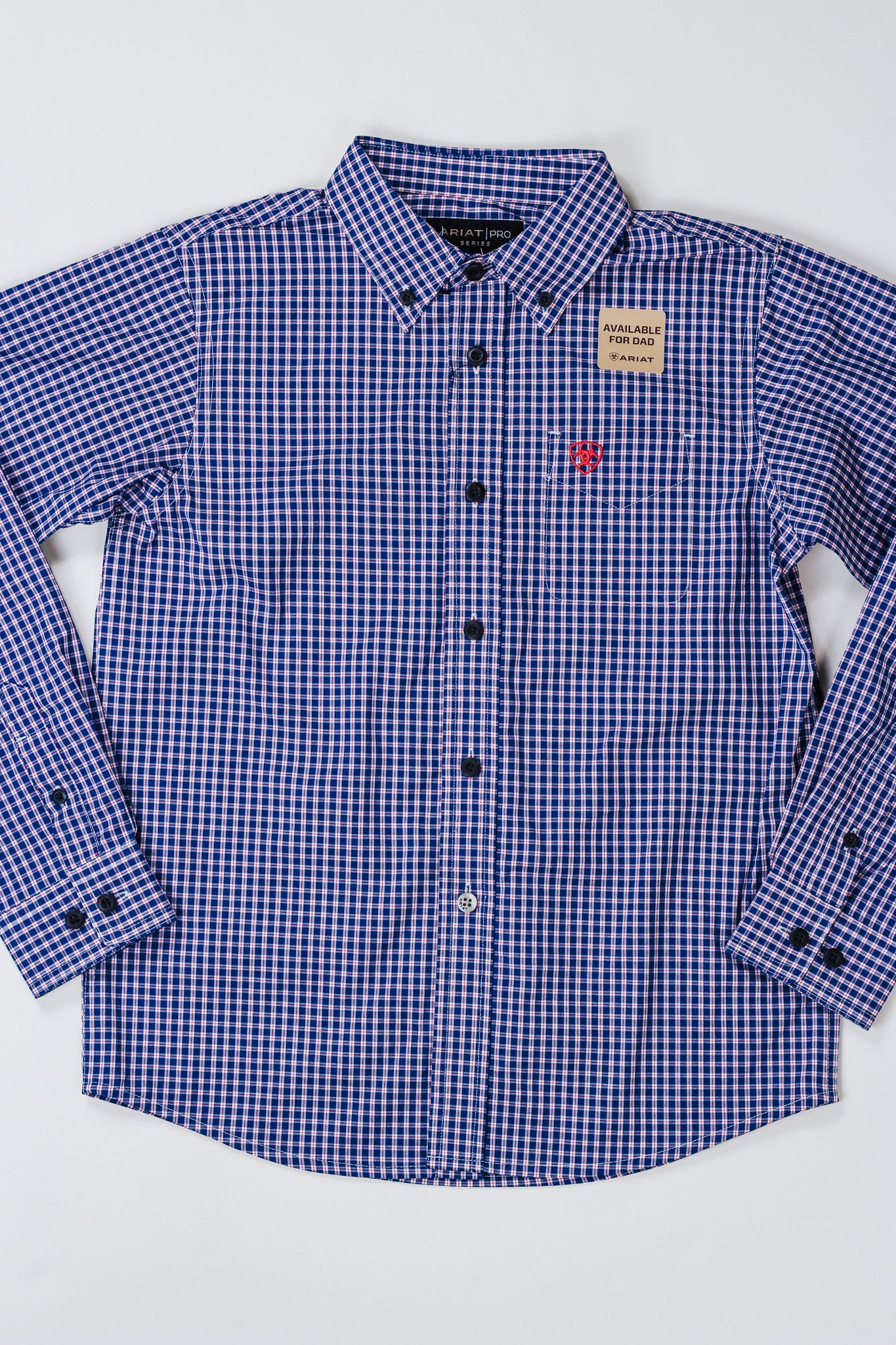 Dark Blue Striped Boys Ariat Button Up