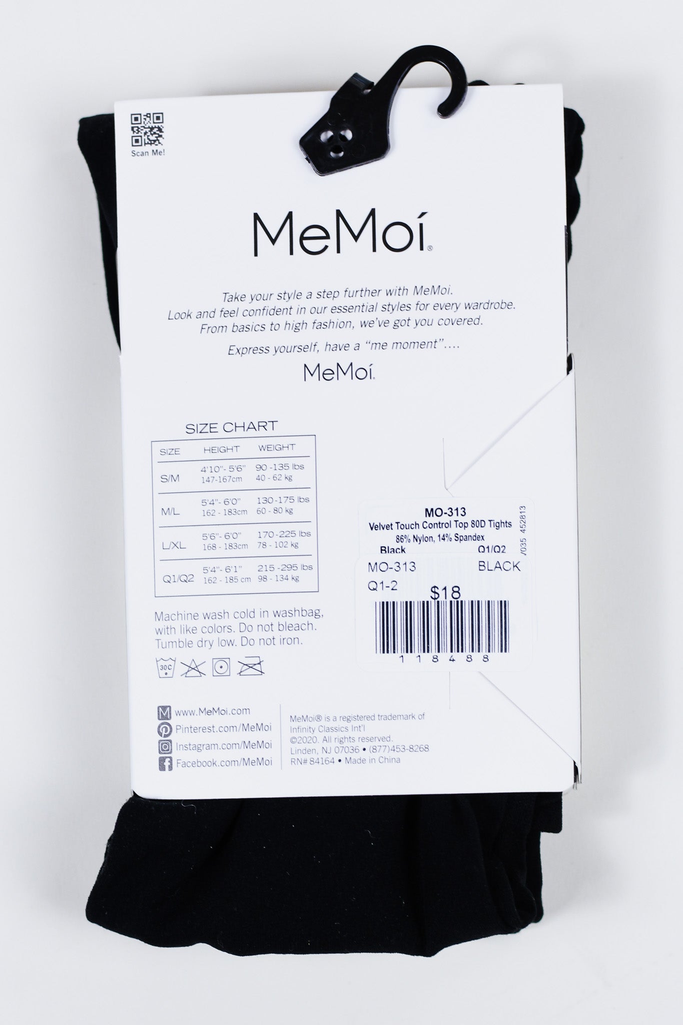 MeMoi Black Velvet Touch Sheer Tights