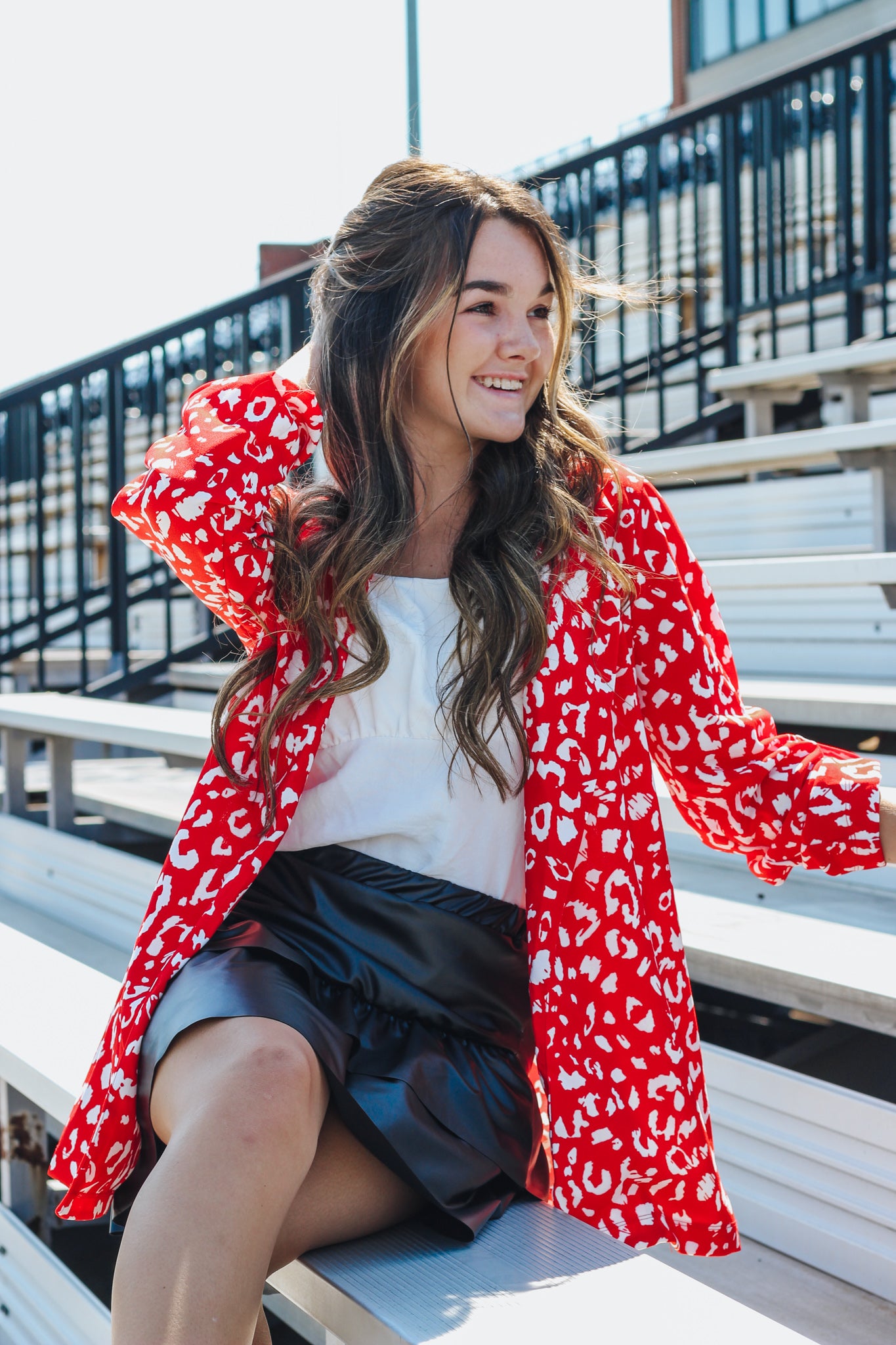 The First Kiss Tomato Red Leopard Blazer