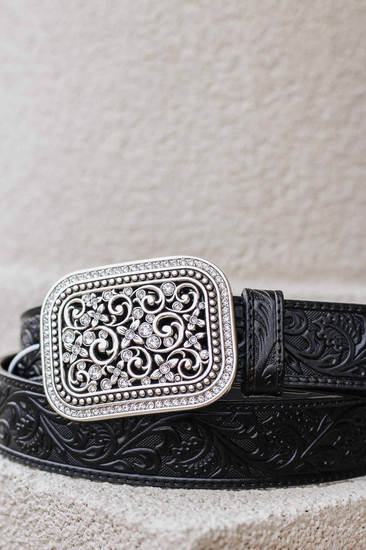 ARIAT Women\'s Rhinestones Embossed Leather Belt Ariat Womens Turquoise Inlay Floral Embossed Leather Bling  main image 4