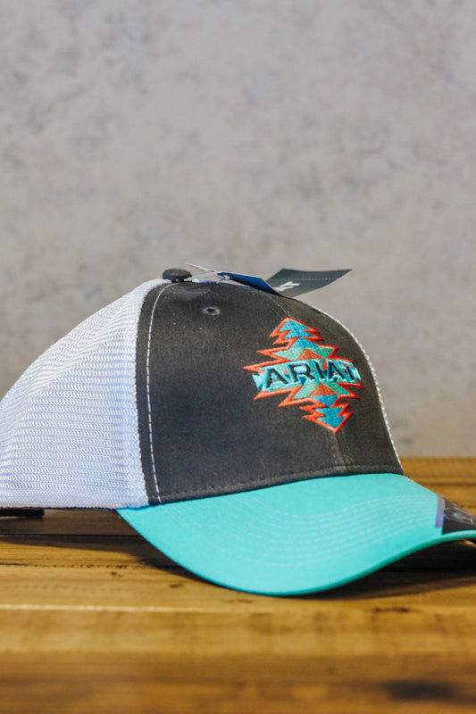 Ariat Womens Grey Turquoise Aztec Hat