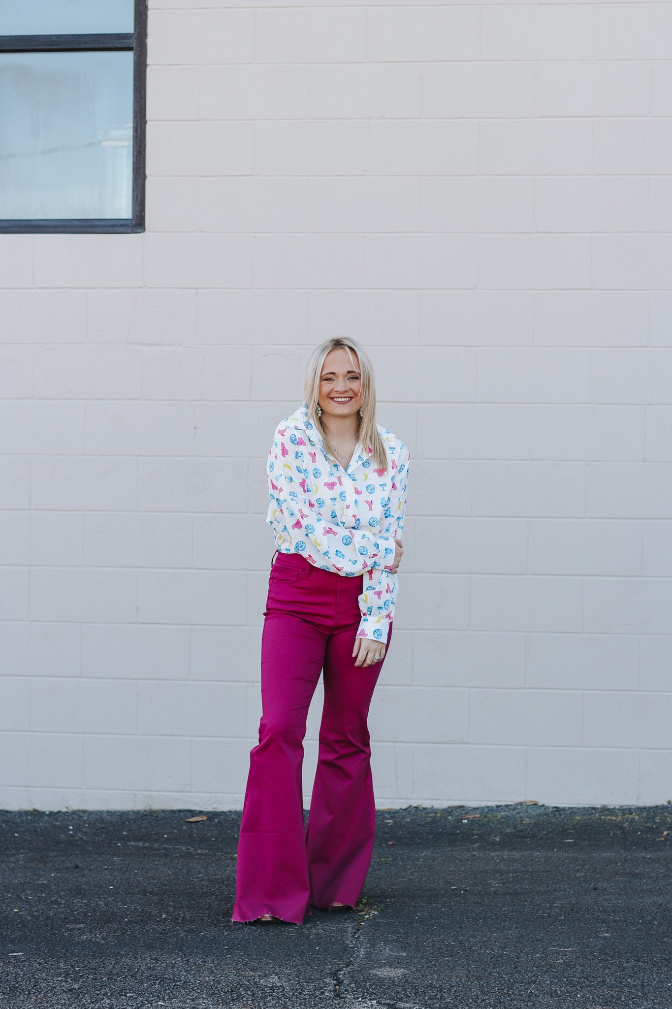 Living Loud White Disco Cowgirl Button Up