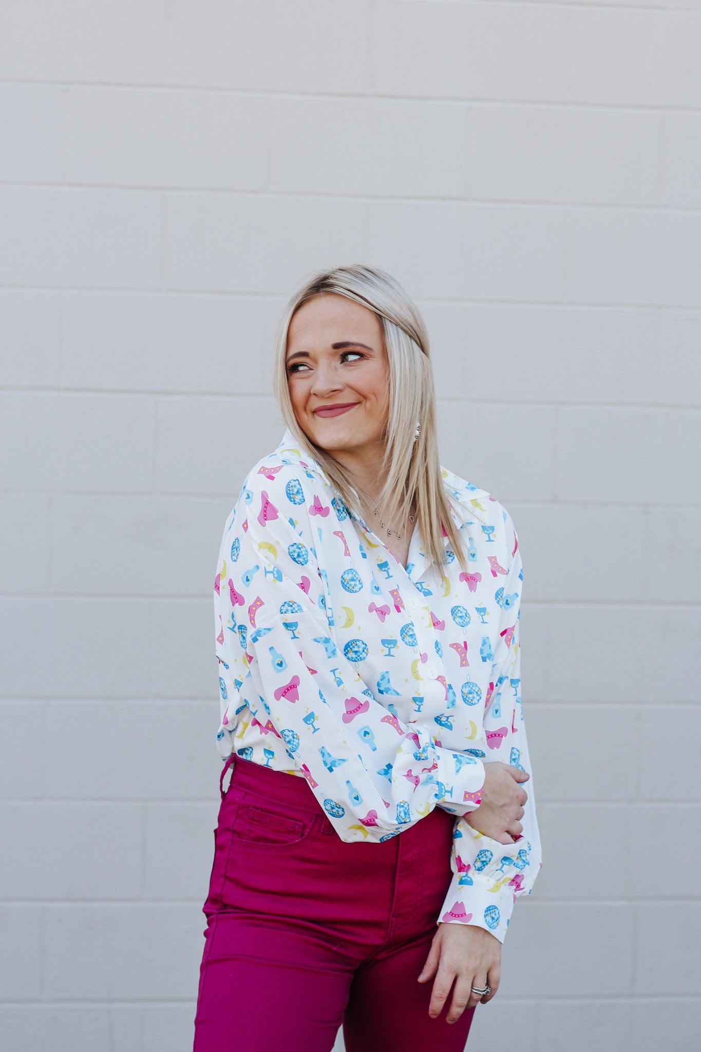 Living Loud White Disco Cowgirl Button Up