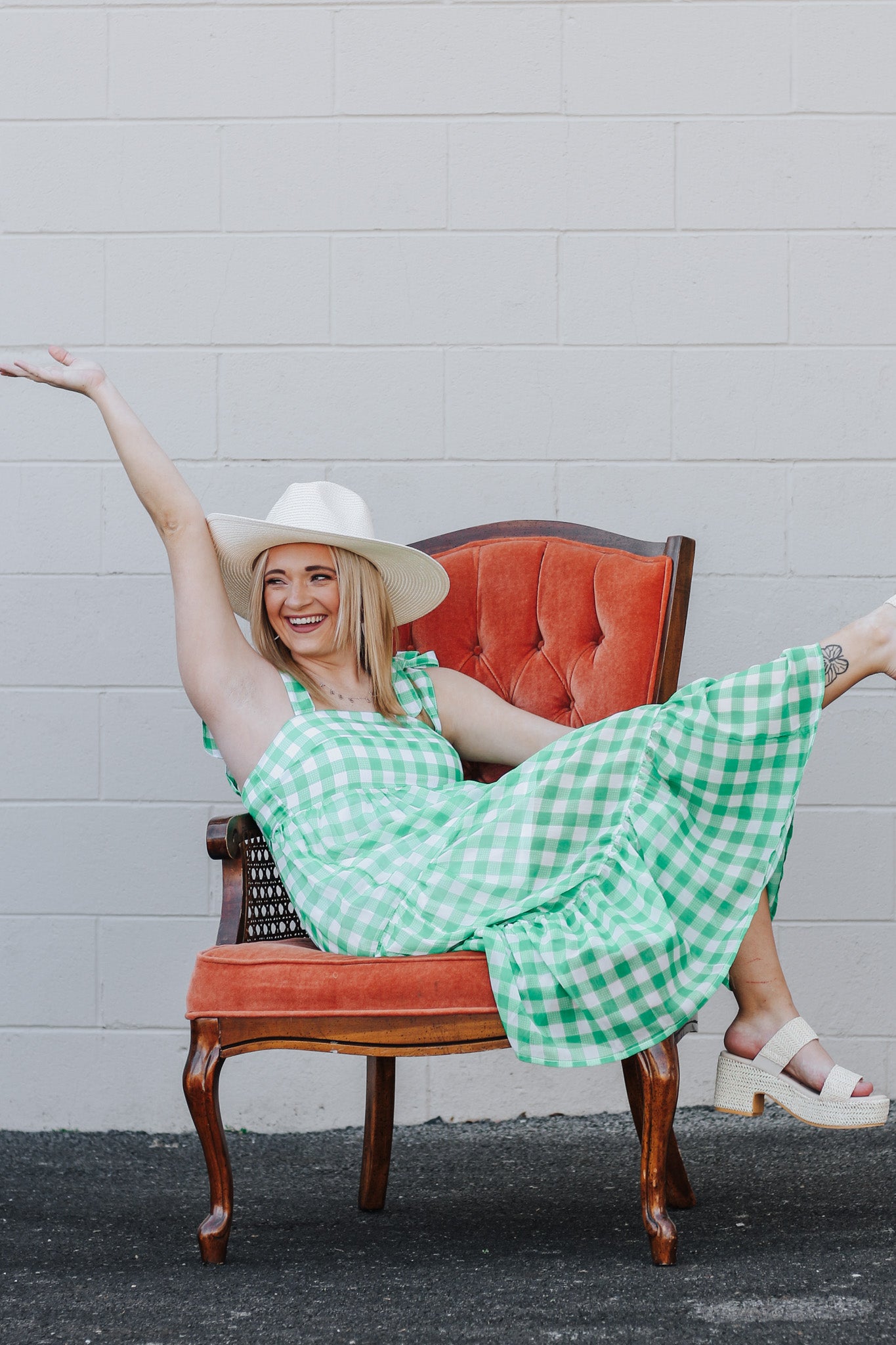 Vivianne Green Gingham Dress