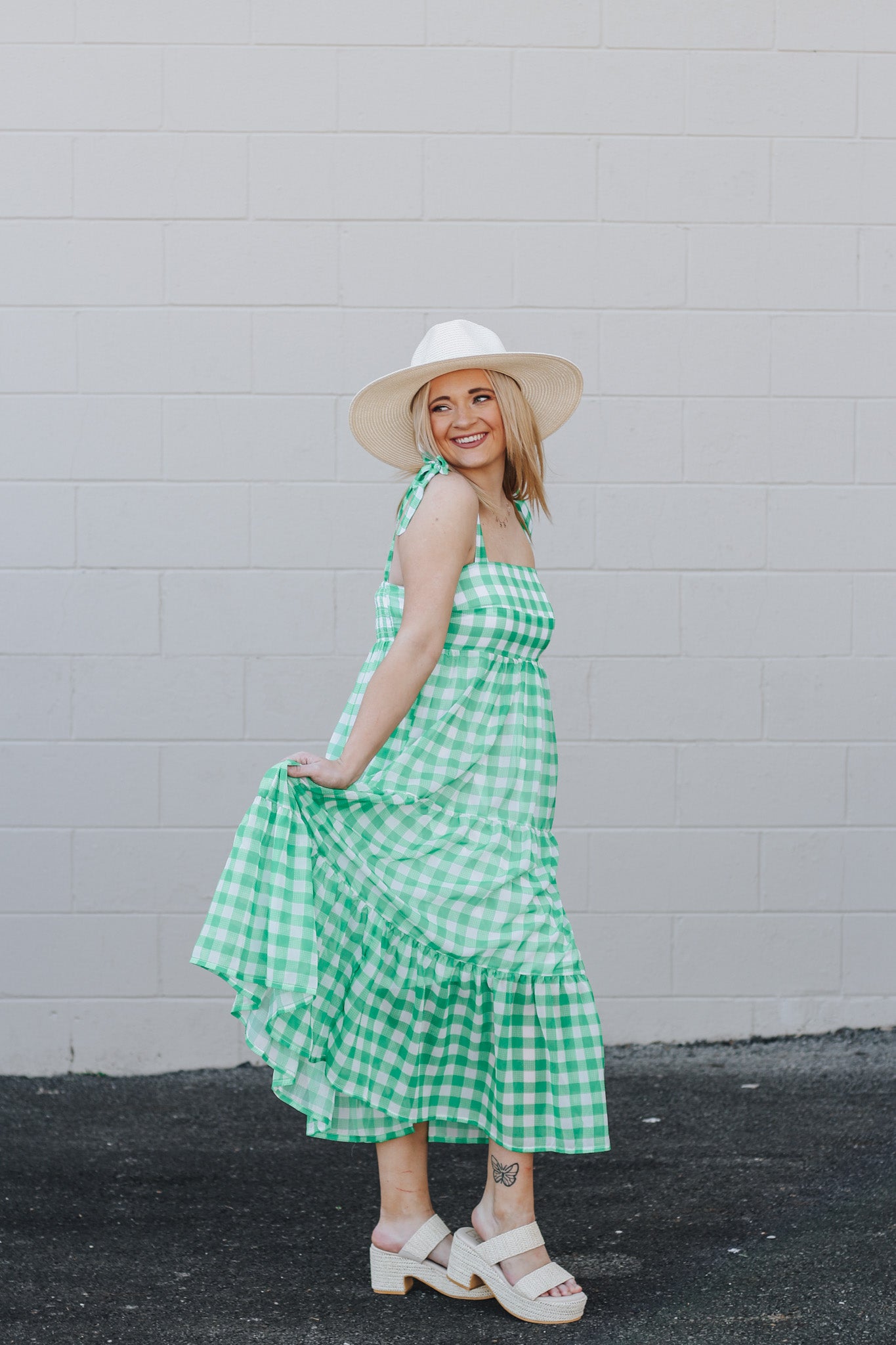 Vivianne Green Gingham Dress