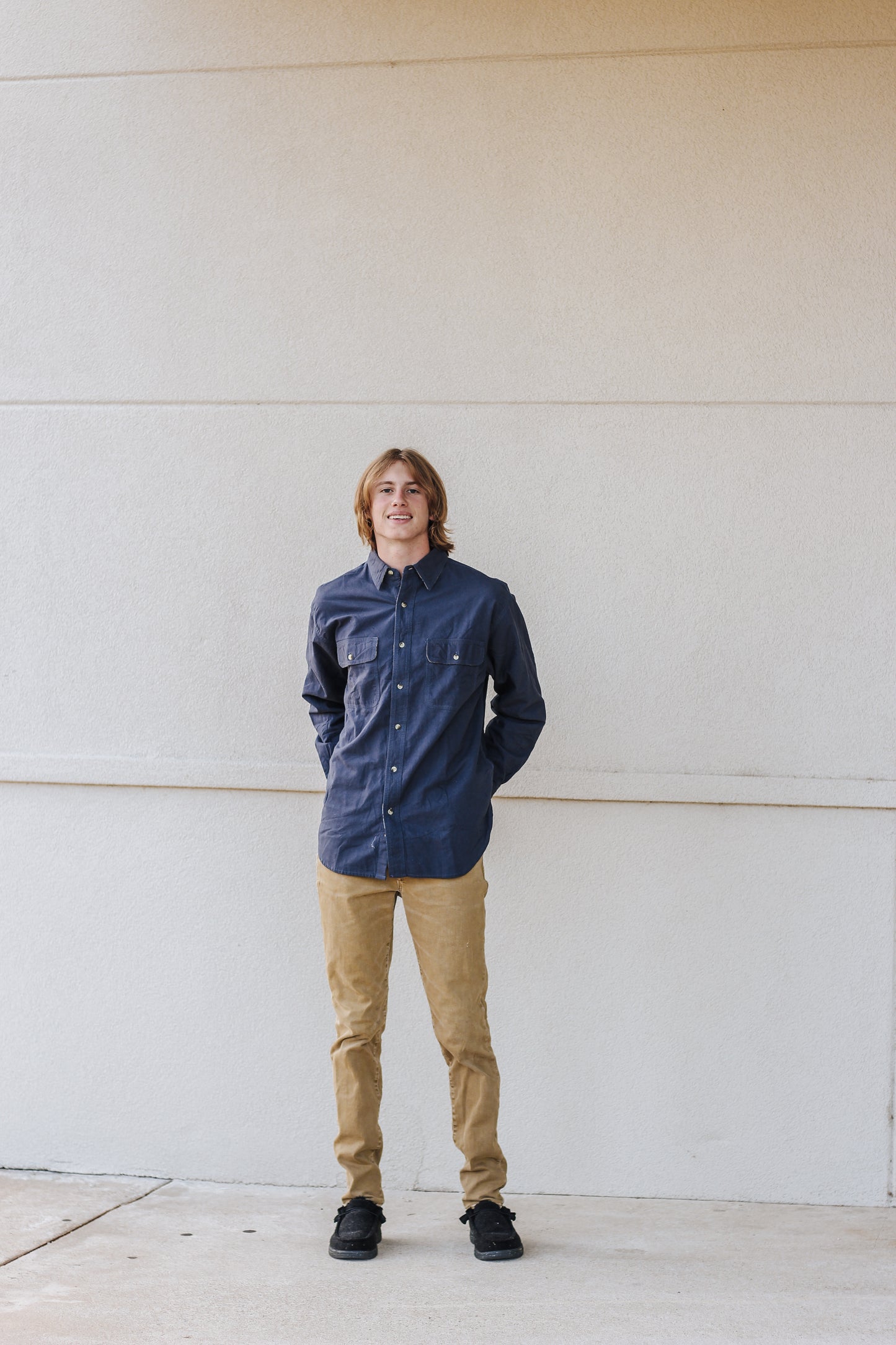 Solid Navy Mens Button Up