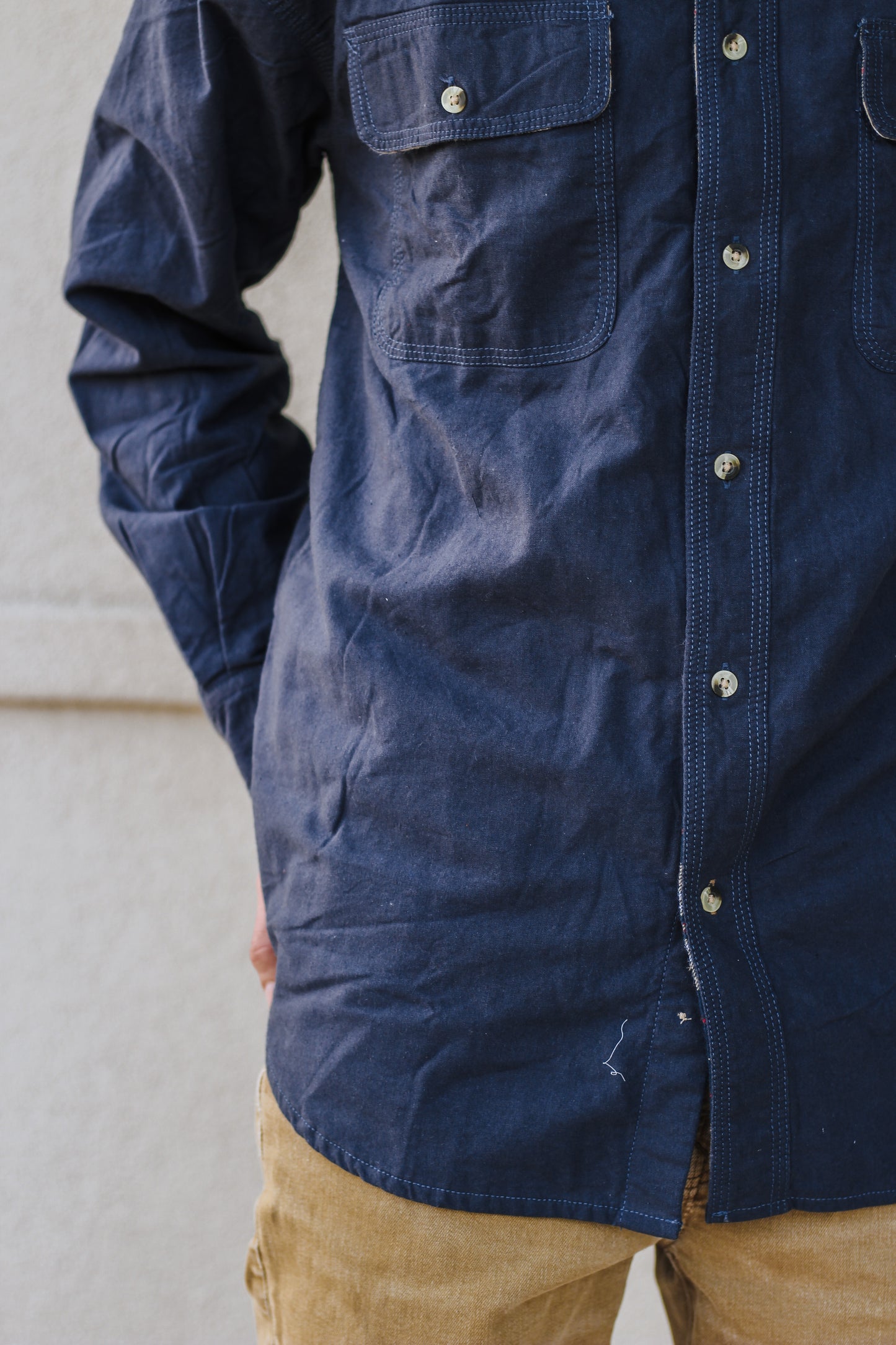 Solid Navy Mens Button Up