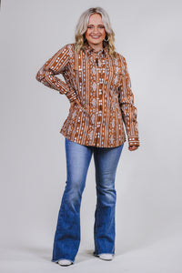 Wrangler Retro Women's Cinnamon Cream Aztec Western Shirt