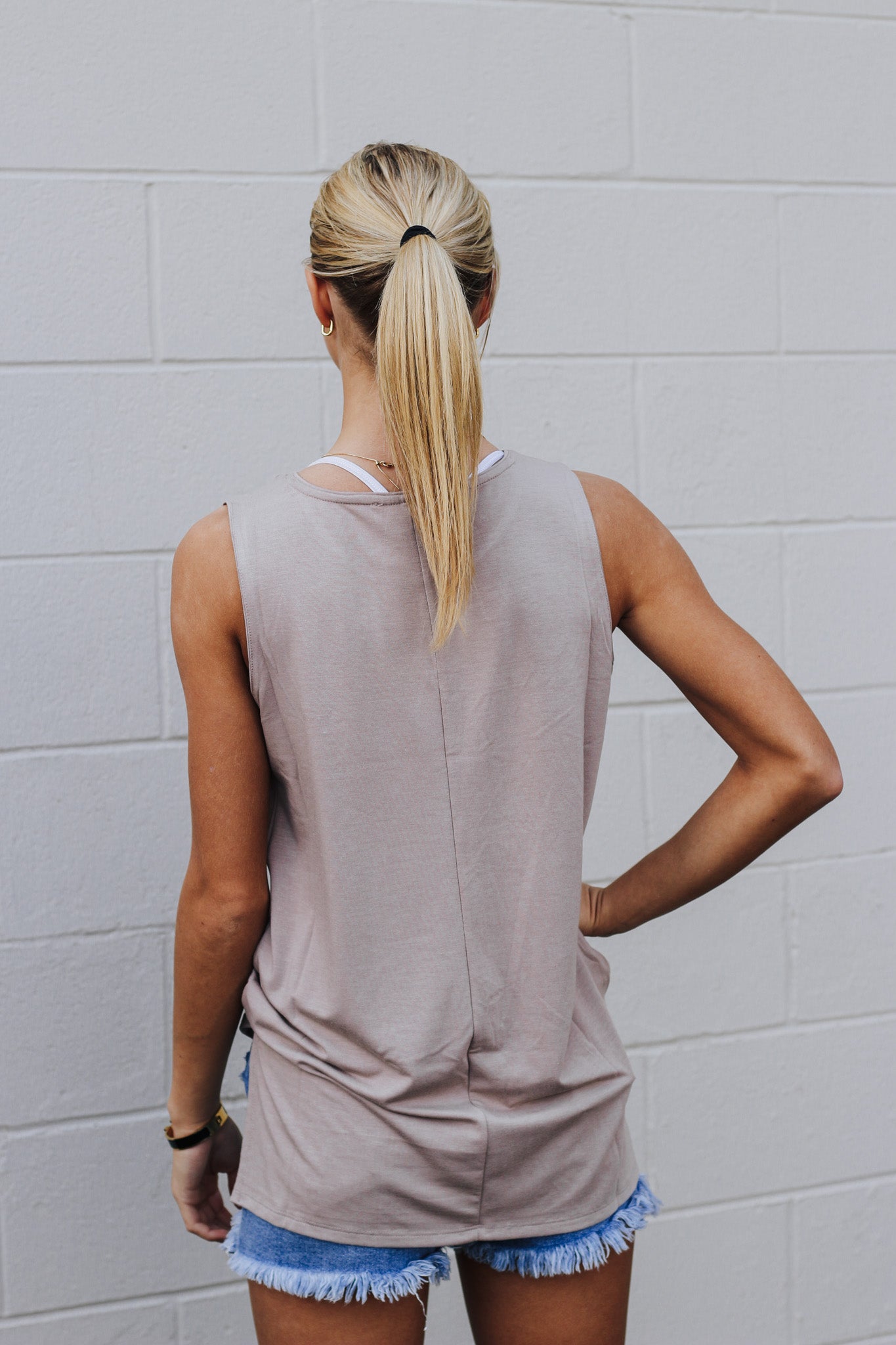 Stuck On Repeat Ash Mocha Tank