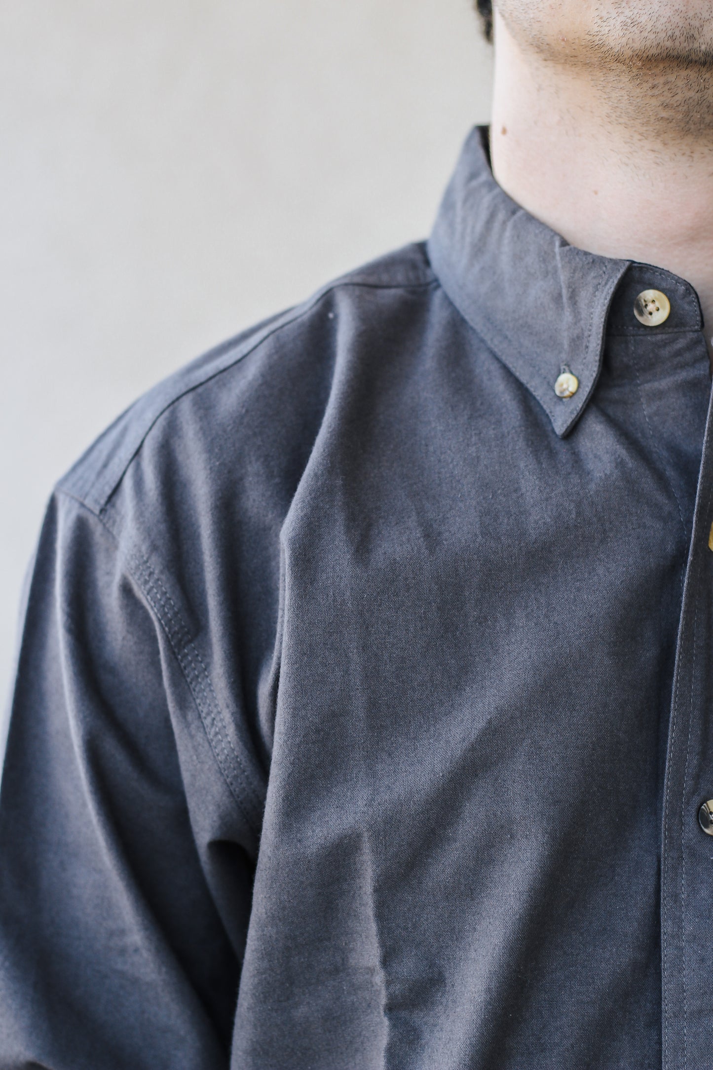 Charcoal Grey Mens Button Up