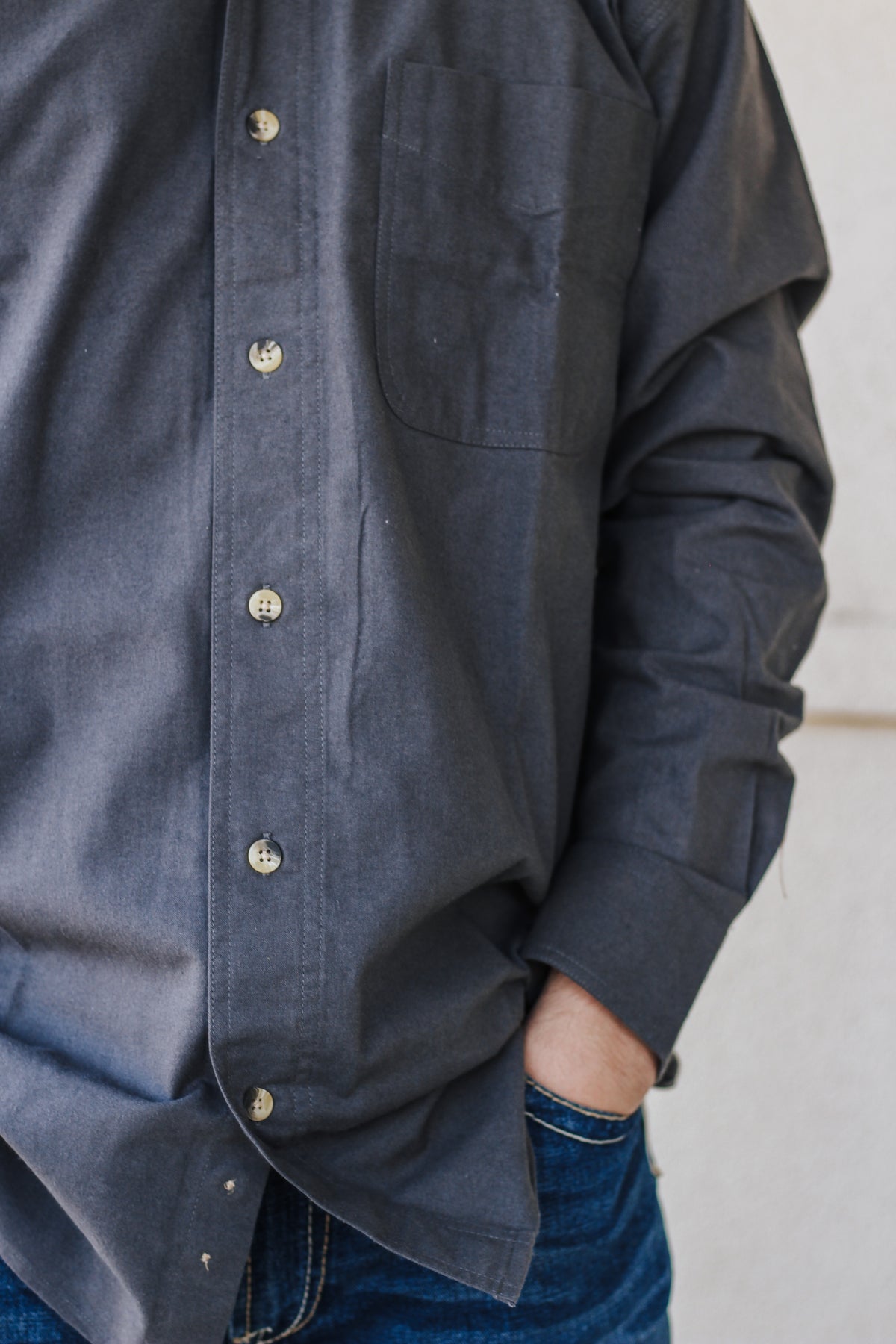 Charcoal Grey Mens Button Up