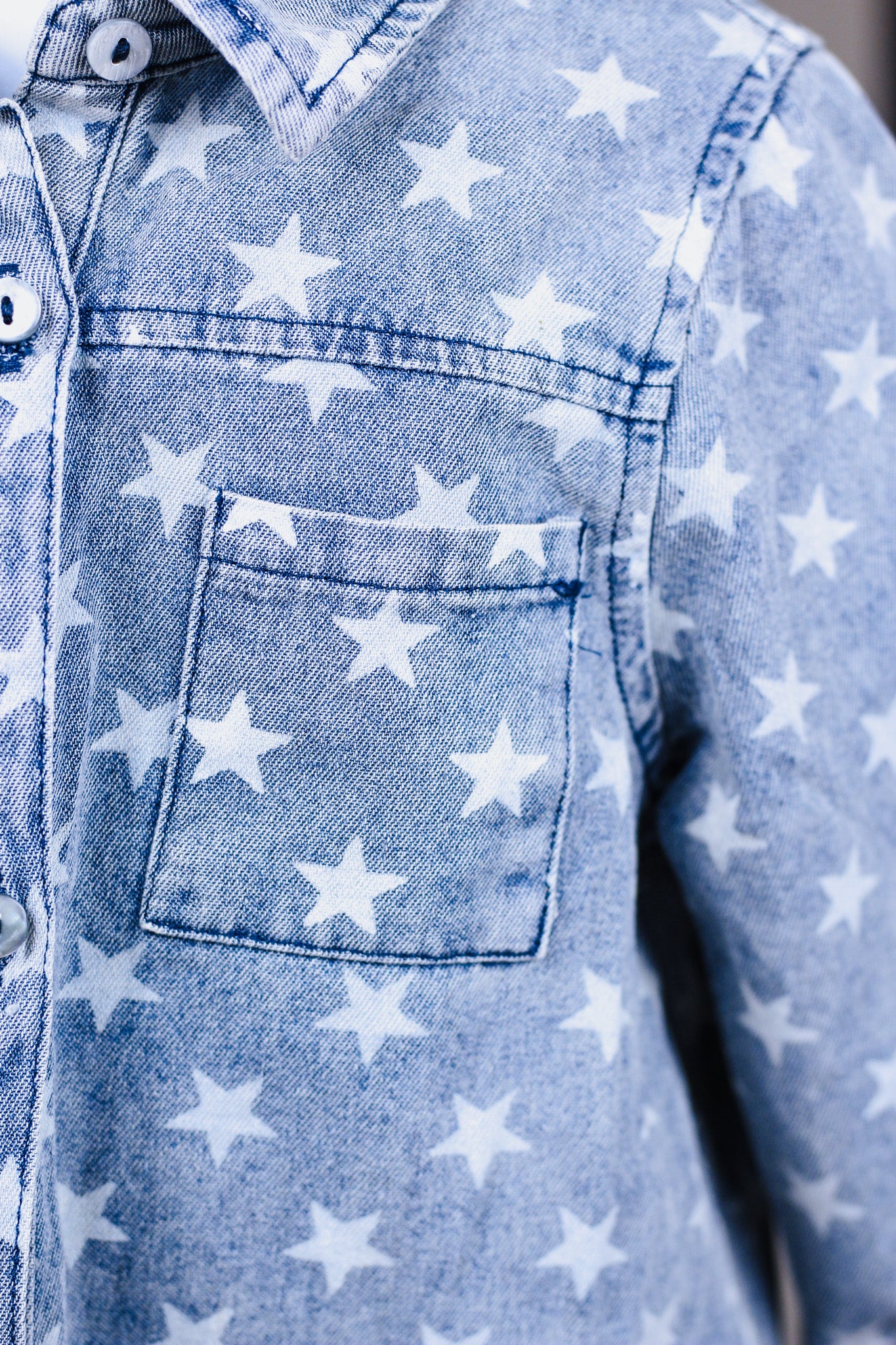 Denim Star Button Up Youth Top