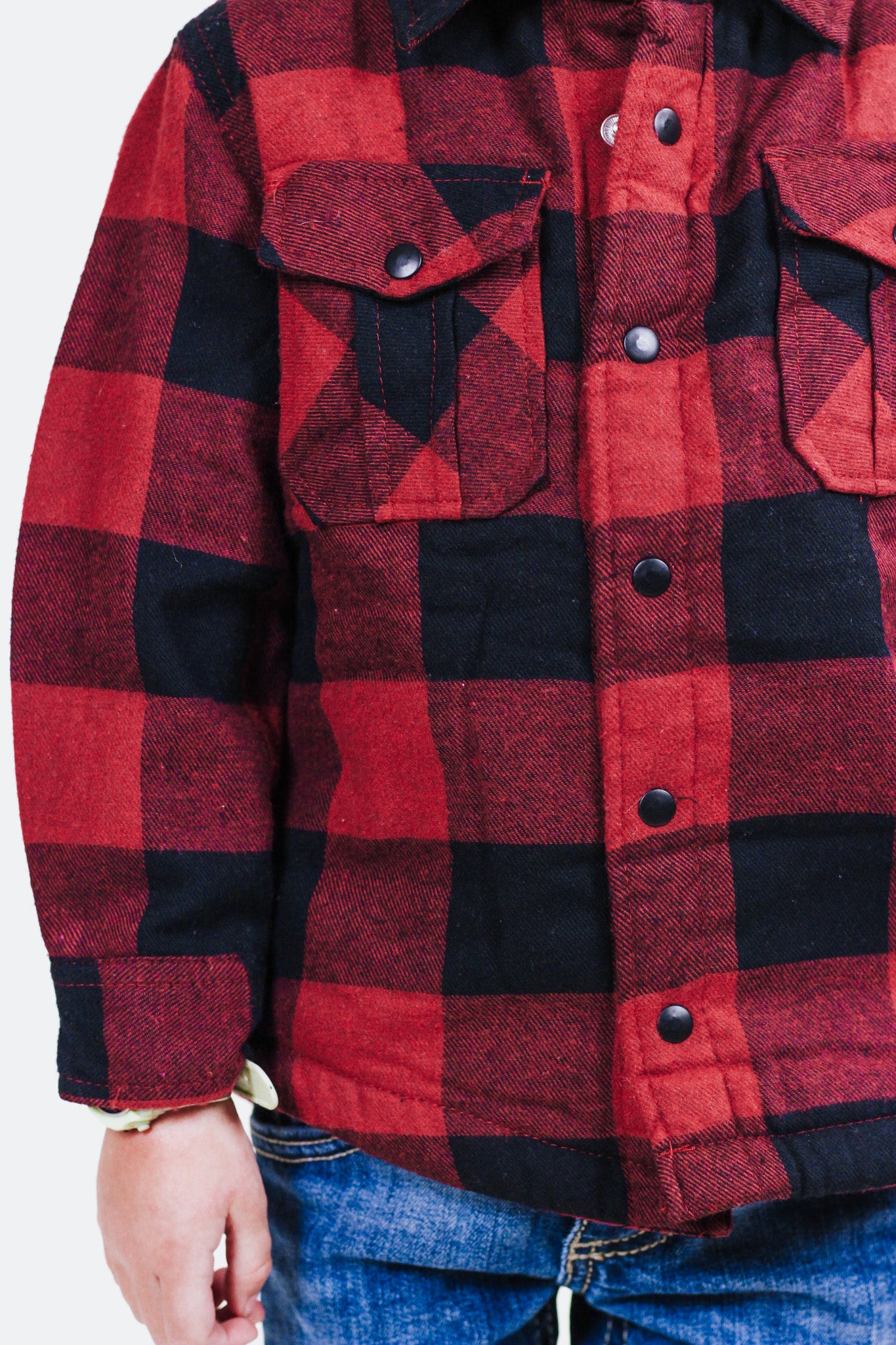 Boys' Silver Jeans Co. Red Sherpa Plaid Shirt