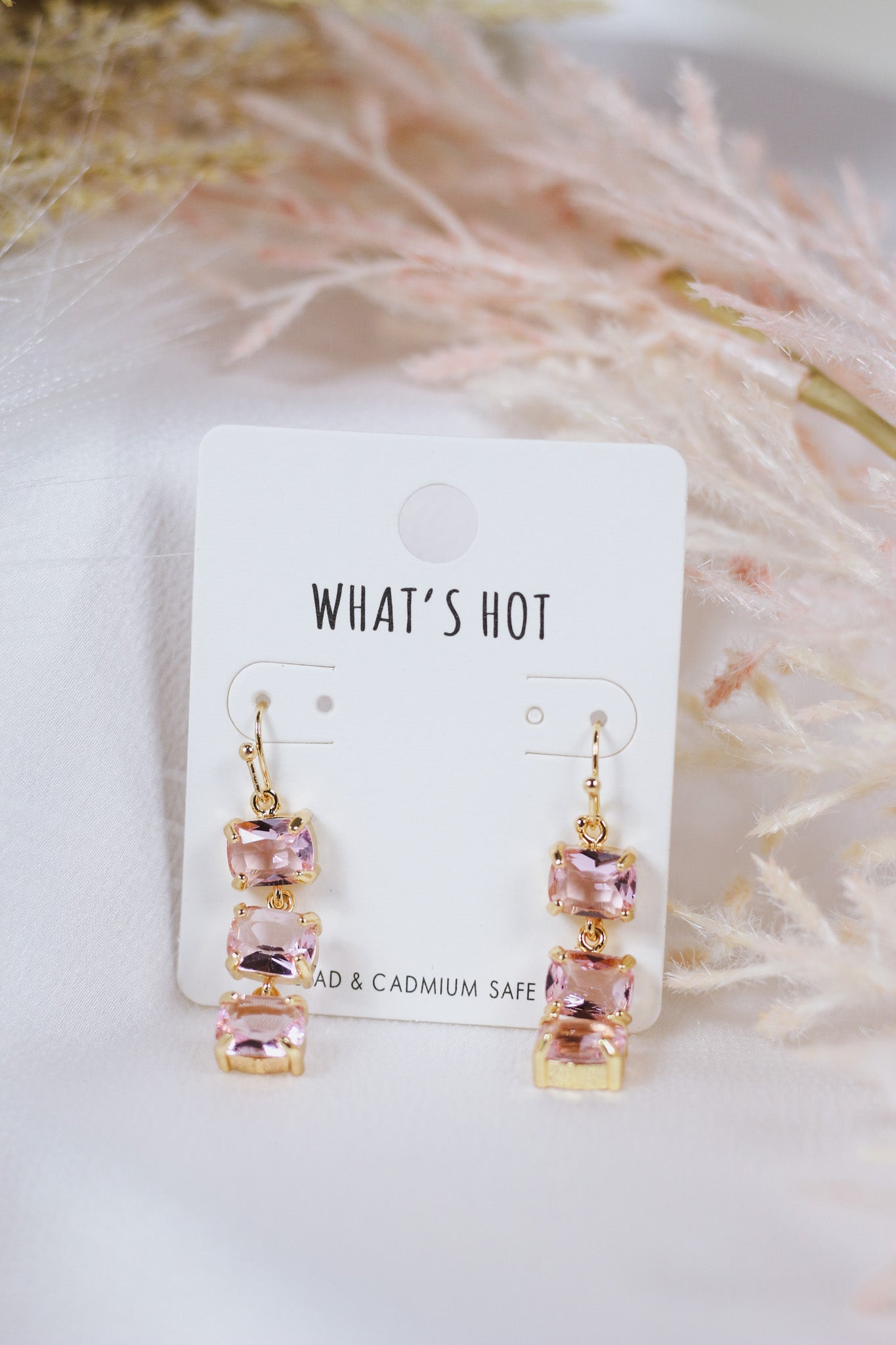 Light Pink Crystal 3 Drop Earring