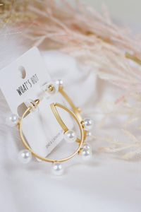 Gold Hoop with Pearl Accents 2" Earring