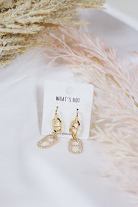 Gold Pave Open Drop 1.5" Earring