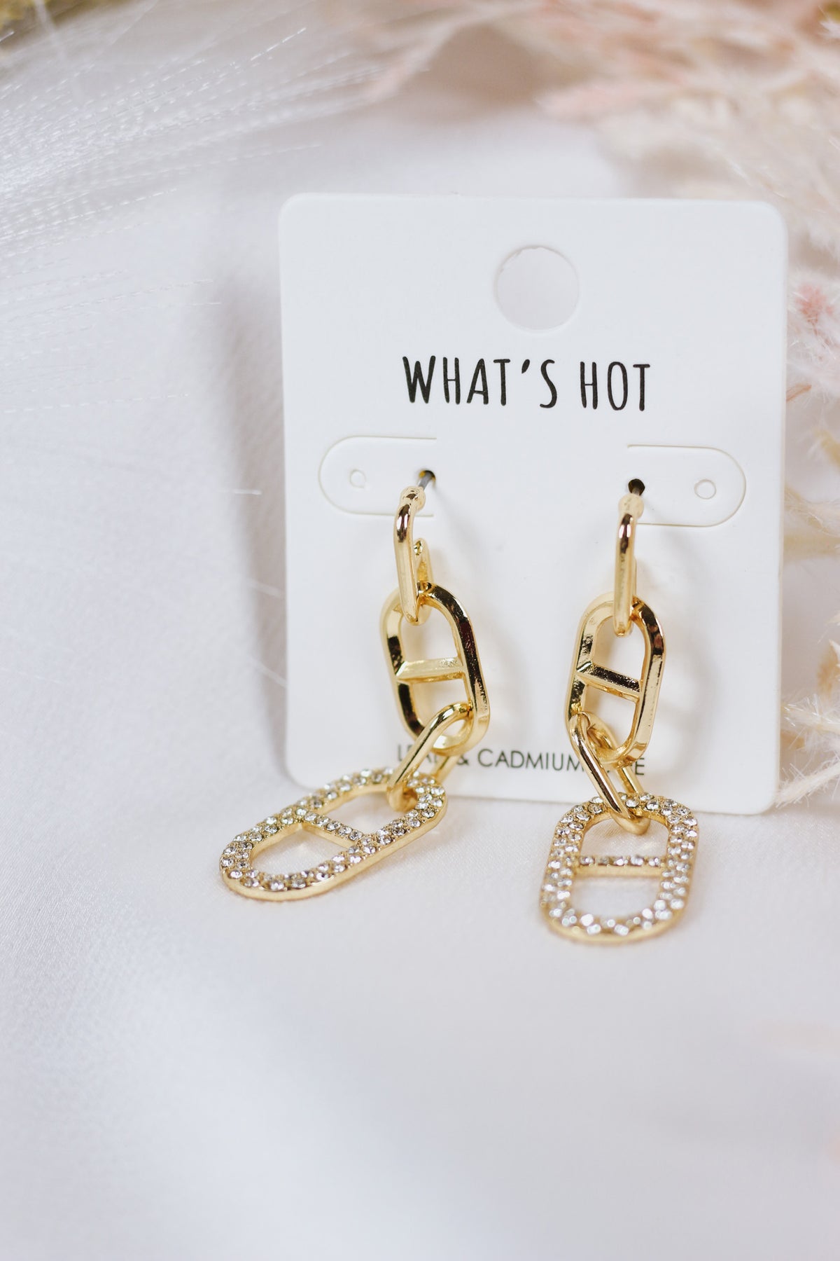 Gold Pave Open Drop 1.5" Earring