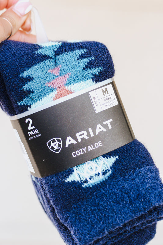 Ariat Cozy Aloe Blue 2PC Socks
