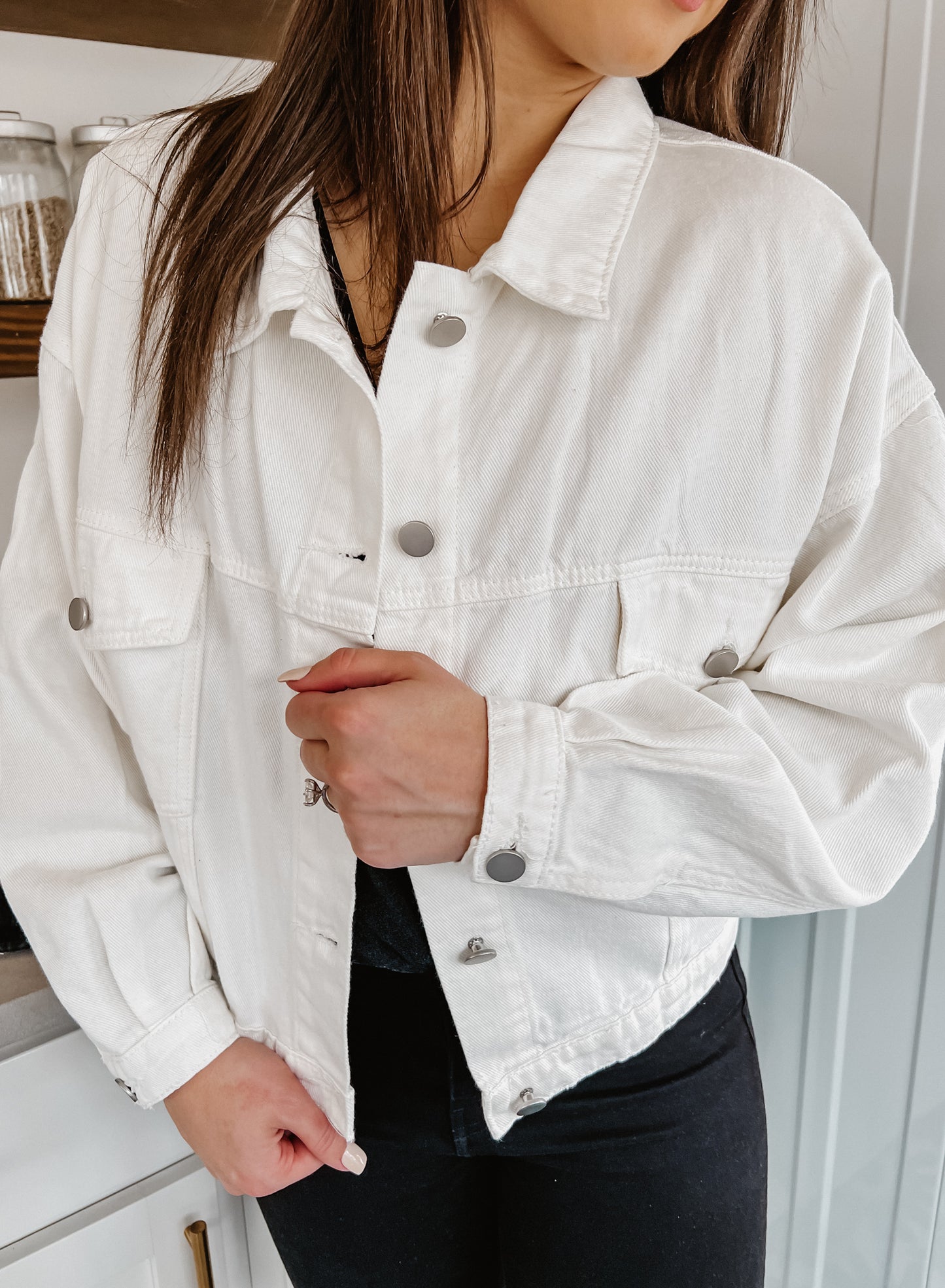 Counting On You Ivory Denim Crop Jacket