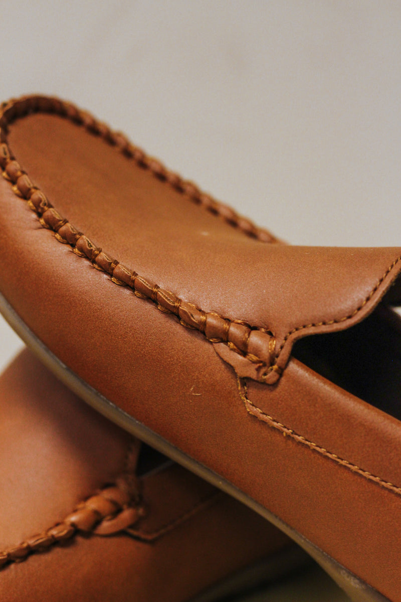 Toddler Tan Leather Slip On Shoes