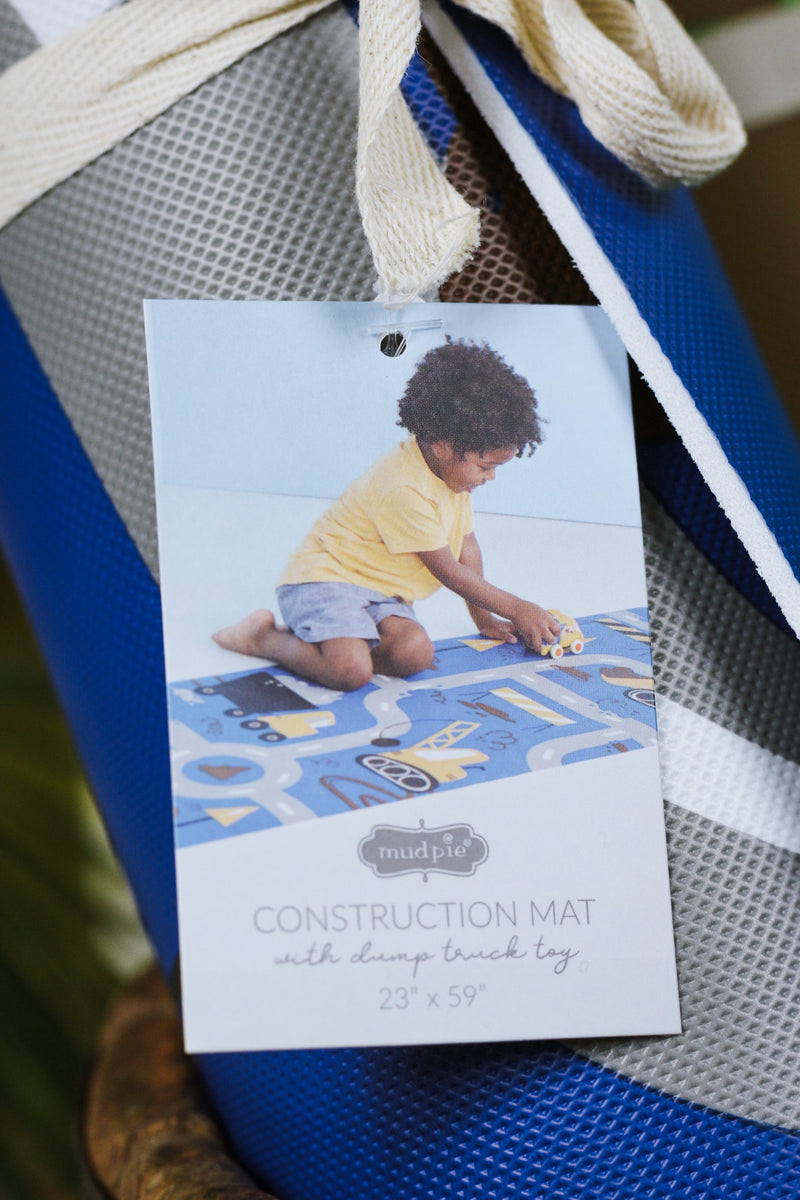 Blue Construction Truck Mat Toy Set