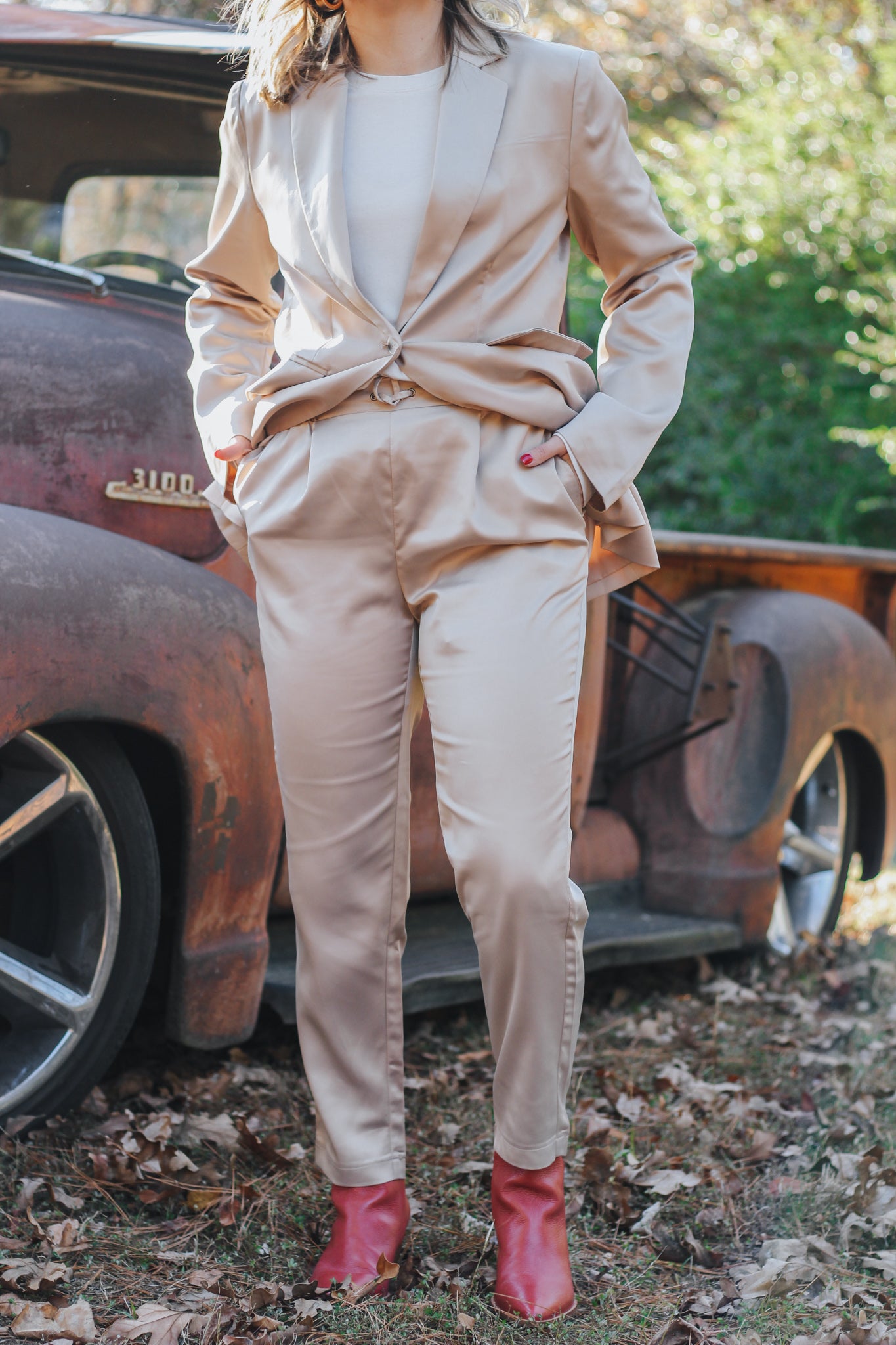 Serving Up Spice Champagne Gold Dress Pants
