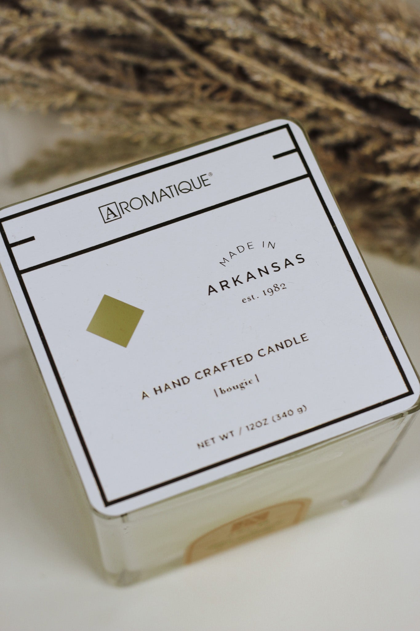 White Amaryllis & Rosemary Cube Glass Candle