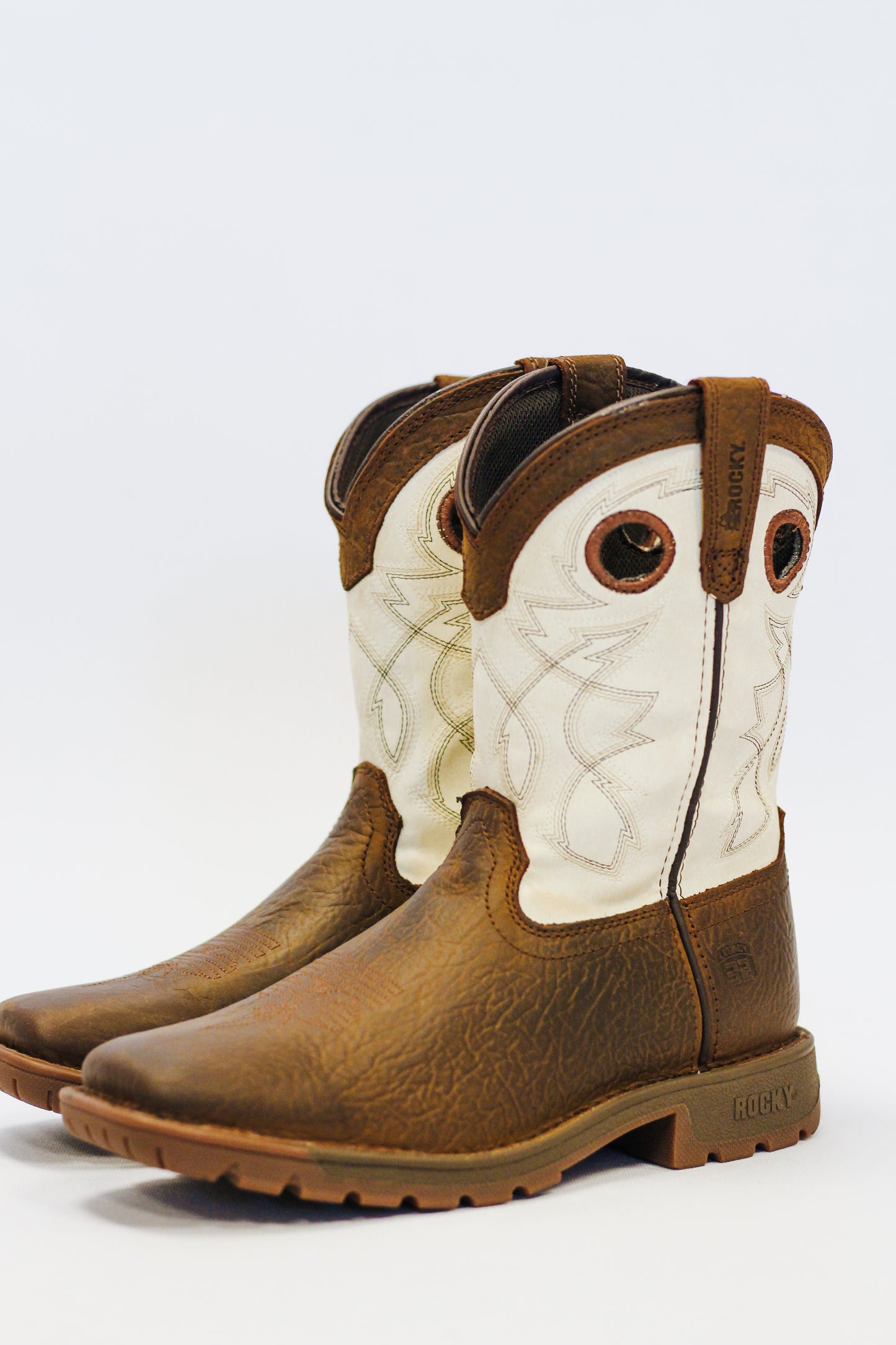 Big Kid's Bone and Brown Boot by Rocky