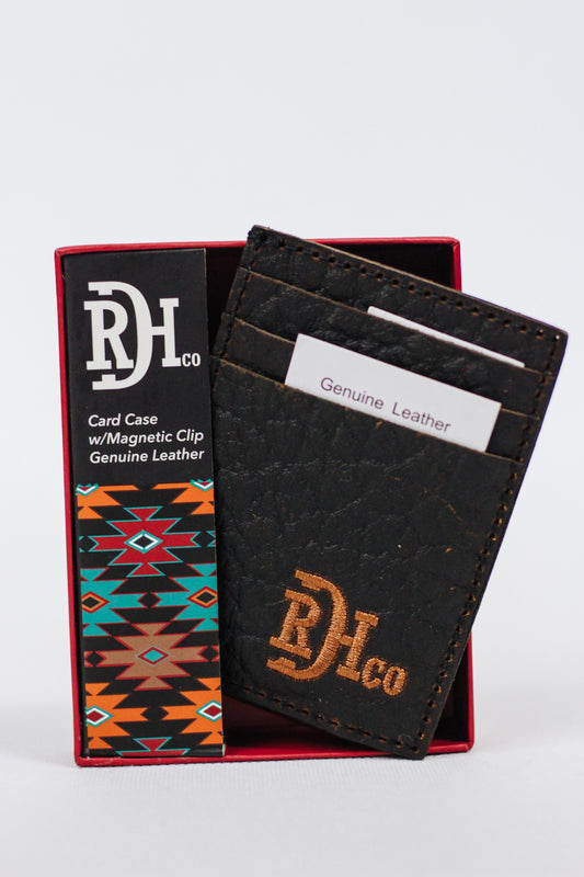 Red Dirt Black Leather Card Case Wallet