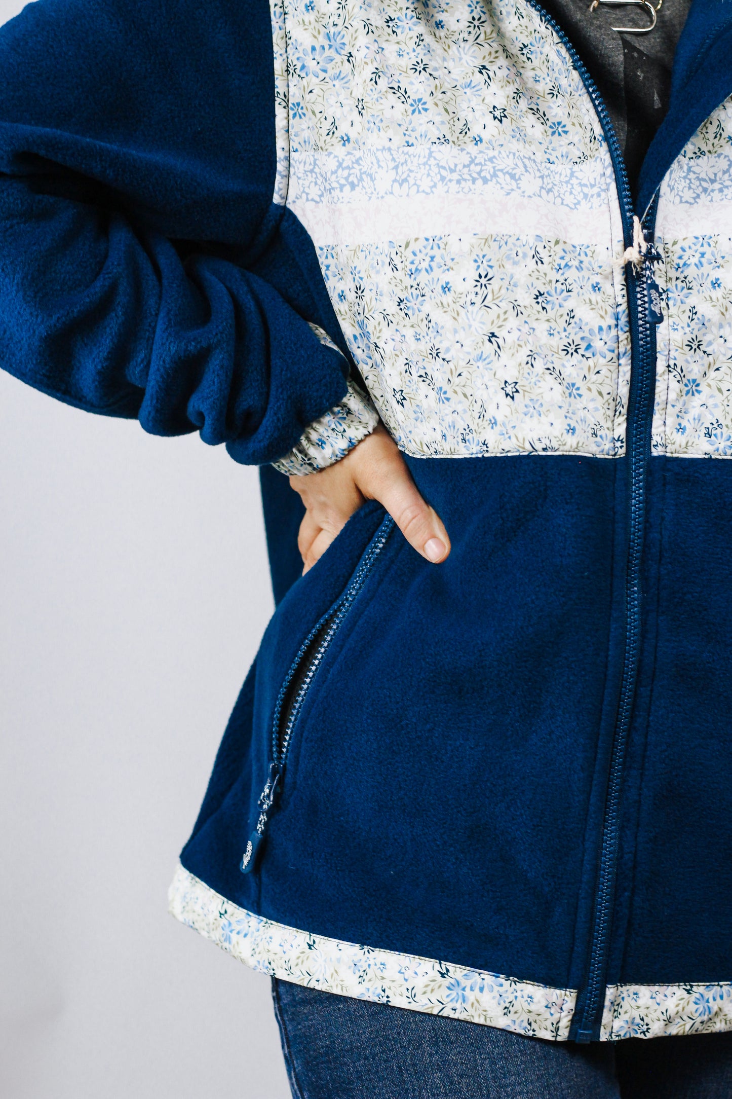 Womens Tech Fleece Blue Floral Jacket By Hooey