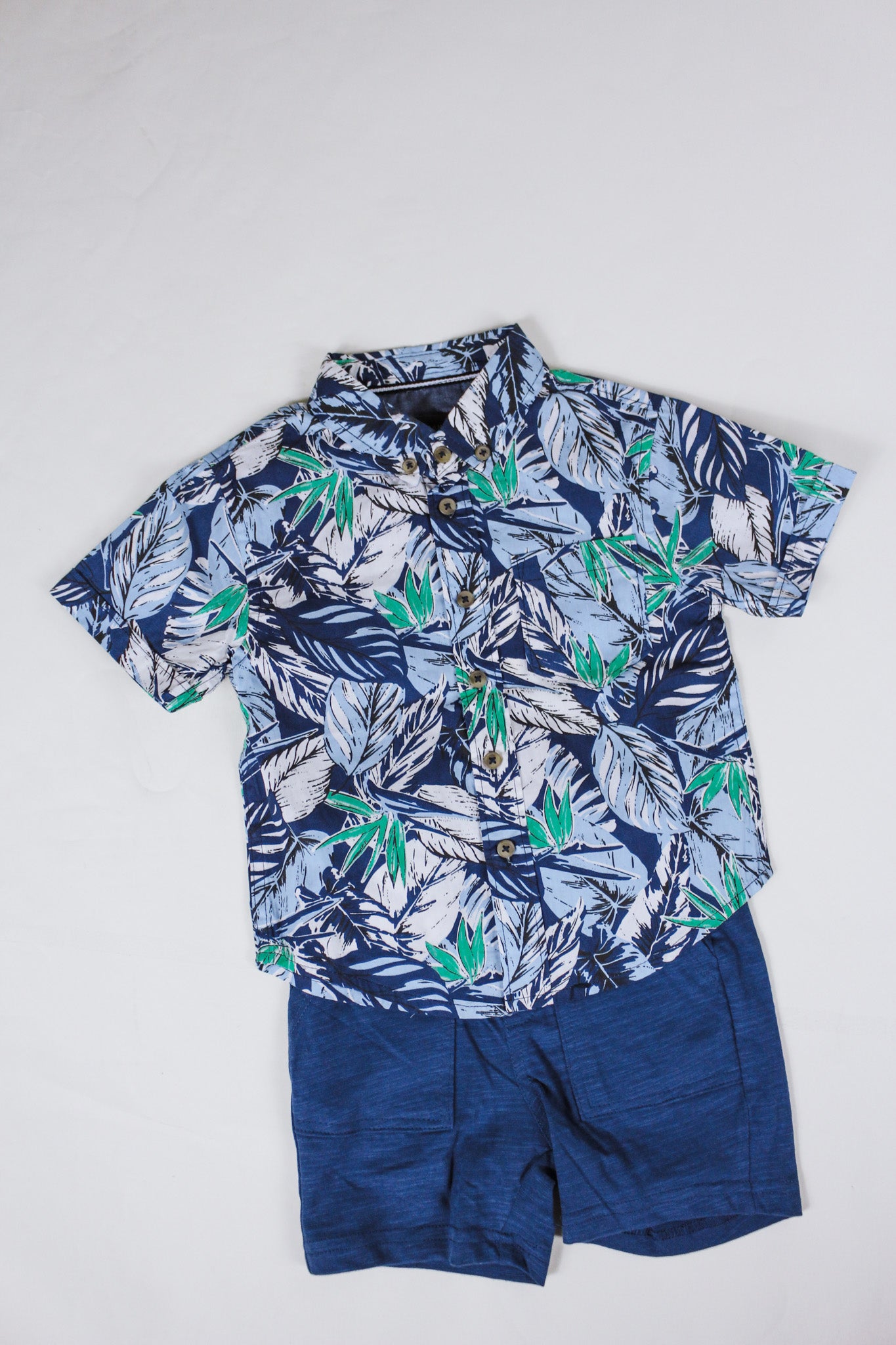 Tropical Blue Boys Shirt & Shorts Set
