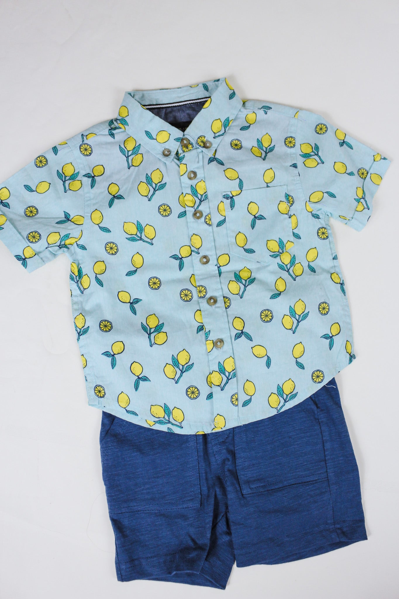 Boys Lemon Blue Shirt & Shorts Set